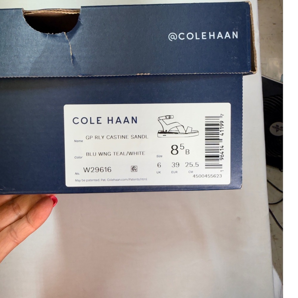 Cole Haan GrandPro Rally Castine Sandals Blue Leather Platform W29616 Womens 8.5 - Picture 2 of 8